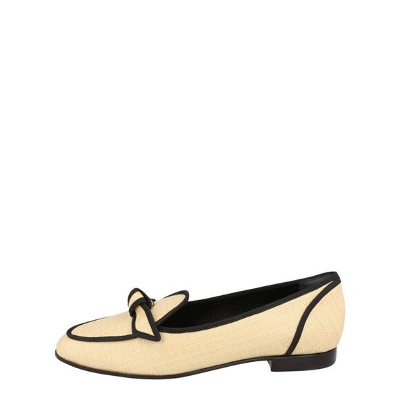 Grosgrain-Trim Raffia Loafers